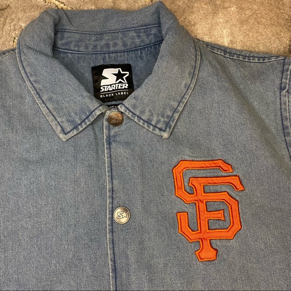 Starter San Francisco Giants Denim Button Jacket - Picture 4 of 8
